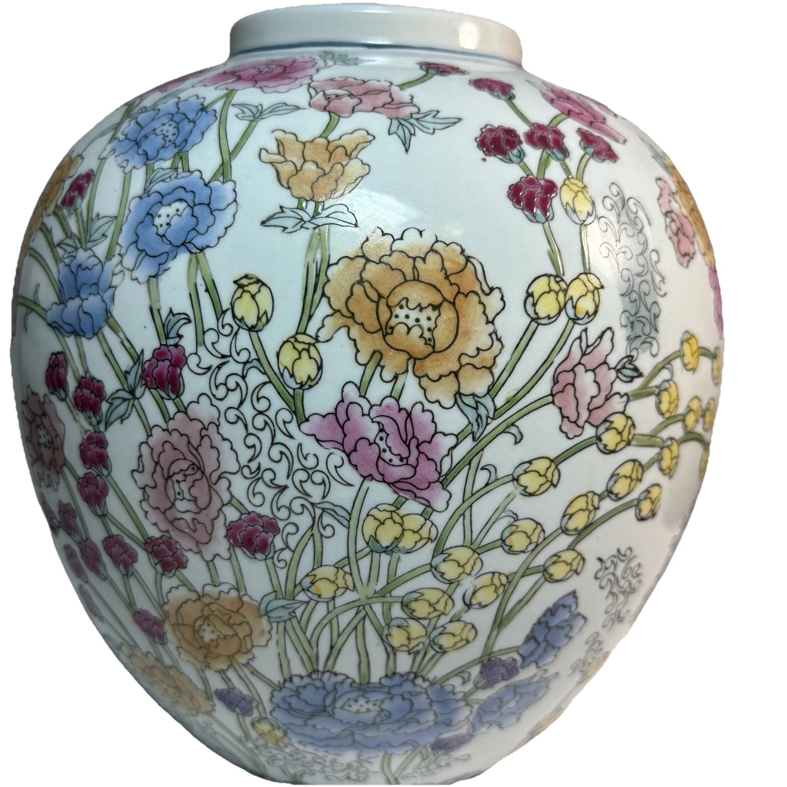 WBI VTG Chinese Porcelain Famille Rose Hand painted Ginger Jar 8” Marked No lid