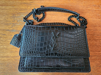 Yves Saint Laurent YSL Medium Sunset Tasche - Krokoprägung Schwarz - Neuwertig