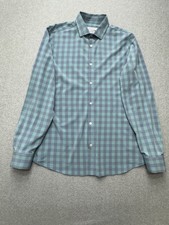 Mizzen Main Shirt Mens XL Trim Fit Blue Gray Plaid Leeward Stretch Button Down
