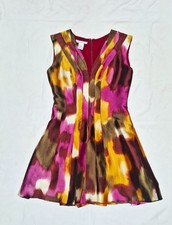 Oscar De La Renta Woman's Fit and Flare Mini Dress 100% Silk V-neck Size 0 XS