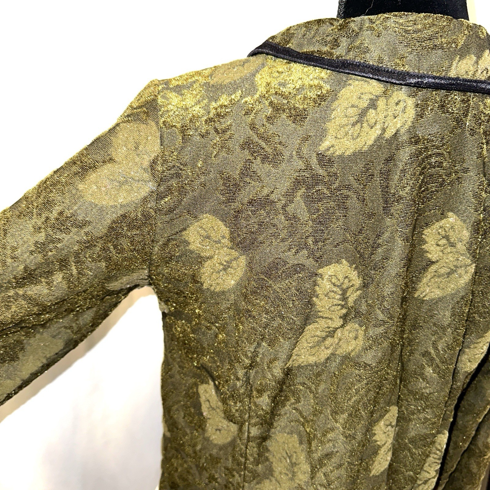 Vue Point Vtg Green Leaf Print Jacket Size M Pete… - image 7