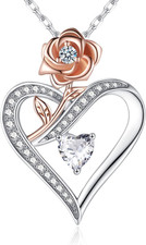 Sterling Silver Heart Necklace with Cubic Zirconia - Perfect Gift for Her