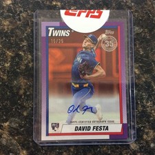 2025 Topps Update 90AU-DF David Festa Orange 15/25 1990 Autograph Twins