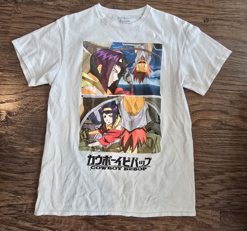 Cowboy Bebop Anime Graphic T-Shirt Medium White Sunrise Licensed Faye Ed