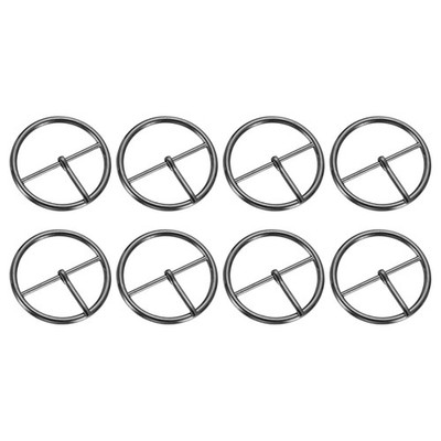 8Pcs Belt Buckle, 1.57'' Round Buckles with Center Bar Dark Grey