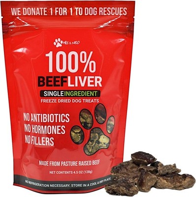 Max and Neo Freeze Dried Beef Liver Dog Treats - Single Ingredient, Pasture Rais