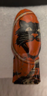 Vintage 1950s Halloween Black Cat and Witch Tin Clicker Noisemaker Works