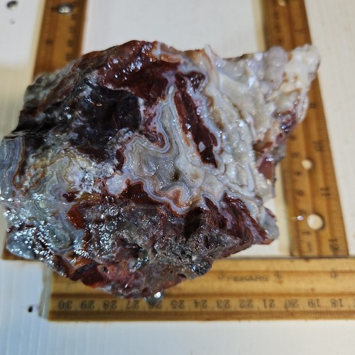 Crazy lace agate rough. Beautiful banding, 2lbs 6.4oz great color. - Picture 10 of 18