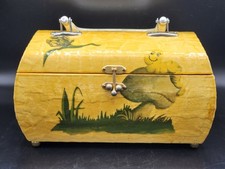 Vintage 70's Wood Handpainted Decoupage Mushroom Catapillar Hardshell Box Purse