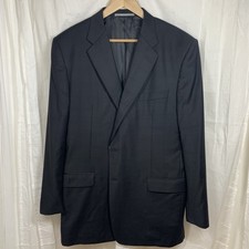 Hickey Freeman Ing Loro Piana 100 Wool Black Windowpane Suit Jacket Size 46L