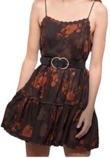 Urban Outfitters Dark Fairy Floral Tiered Mini Dress Black Rust Witchy Medium