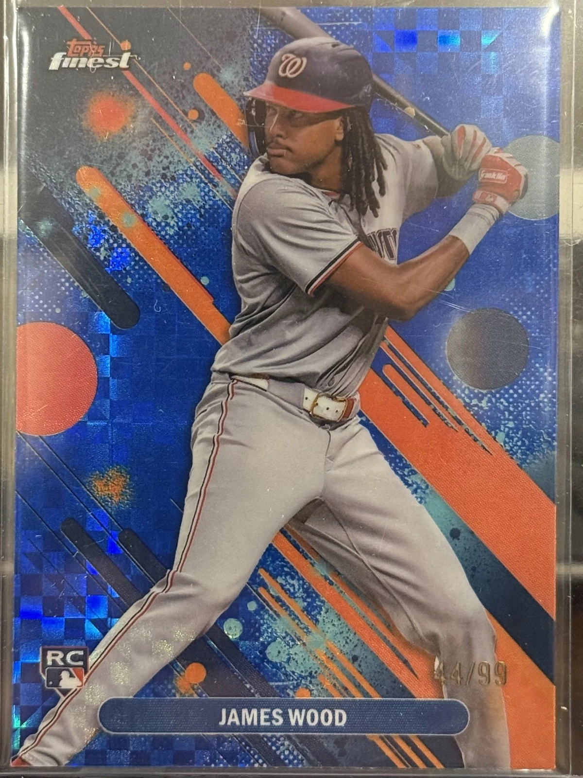 2025 Tops Finest James Wood RC Blue Checkerboard Refractor Common /99 Nationals