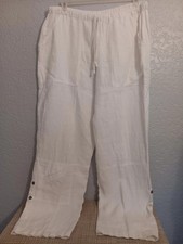 CHICO'S white 100 LINEN pull-on CONVERTIBLE PANTS crop SZ 3 US 16/XL