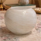 Vintage Murano Style Italian Art Glass Vase – White Cased with Gold Aventurine