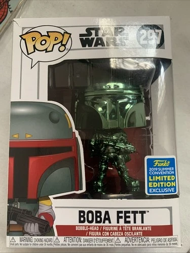 Funko Pop! Star Wars Boba Fett Green Chrome Figure #297 2019 SDCC Exclusive