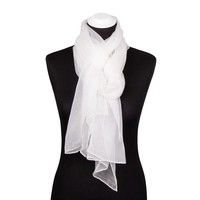 Seidenschal Halstuch Schal Chiffon Naturweiss Weiß Seide 180X55Cm