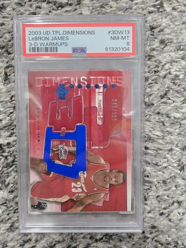 2003 LeBron James Upper Deck Triple Dimensions 3-D Warmups Card PSA 8 #243/999