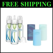 Breast-Like Nipple Glass Baby Bottles, Anti-Colic, 3-Pack