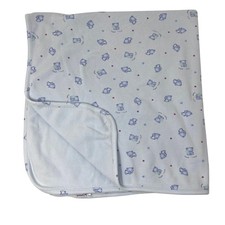 Carters Vintage Baby Blanket Puppy Love Blue Stars Dots Cotton Child of Mine