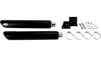 VANCE HINES Round Twin Slash Slip-On Mufflers Harley 2007-17 Softail Deluxe FLSS