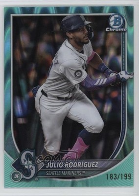 2025 Bowman Chrome Aqua RayWave Refractor /199 Julio Rodriguez Rodríguez #66 3pb