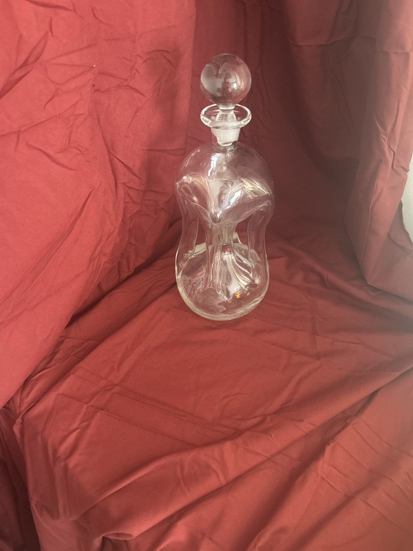 Vintage "Kluk Kluk" Holmegaard Decanter, Clear Glass Decanter Set with Stopper.