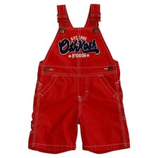 OshKosh Bgosh Kids Red Cotton Canvas Vestbak Shortalls Overalls 18 Months Y2K