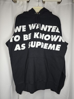 Supreme We Wanted To Be Known As Hooded Sweater Sz M Black Fleece White Graphic