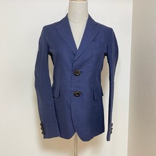 DSQUARED2 Navy Cotton Linen Blazer Jacket 40 Tailored Lightweight Big Button