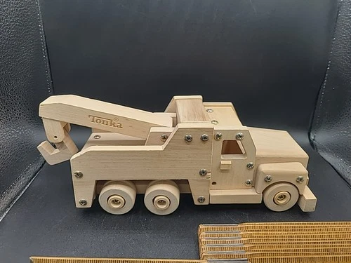 Tonka wooden wrecker truck tow truck
