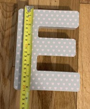 PRICE DROP  Letter E Wall Decor Wooden Gray With Hearts