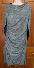R M Richards Women's Gunmetal Silver Glittering Draped Back dress 12