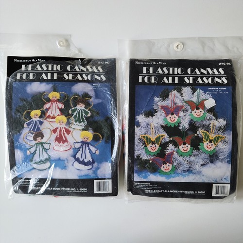 Plastic Canvas For All Seasons 2 Kits Christmas Ornaments Angels Jesters Sewing - Picture 2 of 14