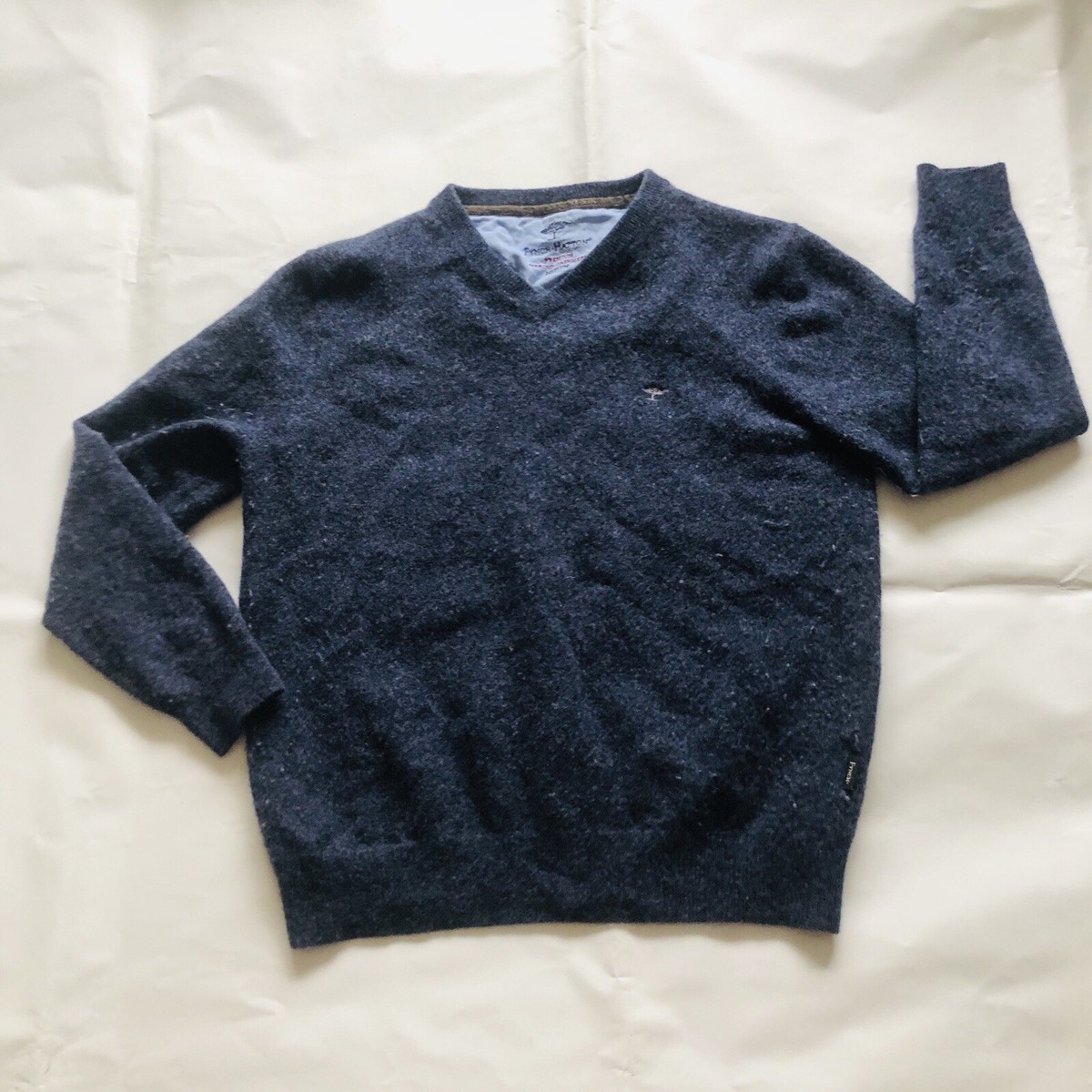 Fynch Hatton Mens Cashmere Jumper Blue Size Medium Premium Merino Cashmere - Main Image