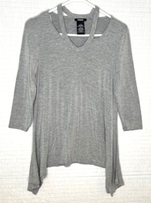 EUC Premise Women s 3/4 Sleeve Designer Knit Tunic Top Sz S Gray