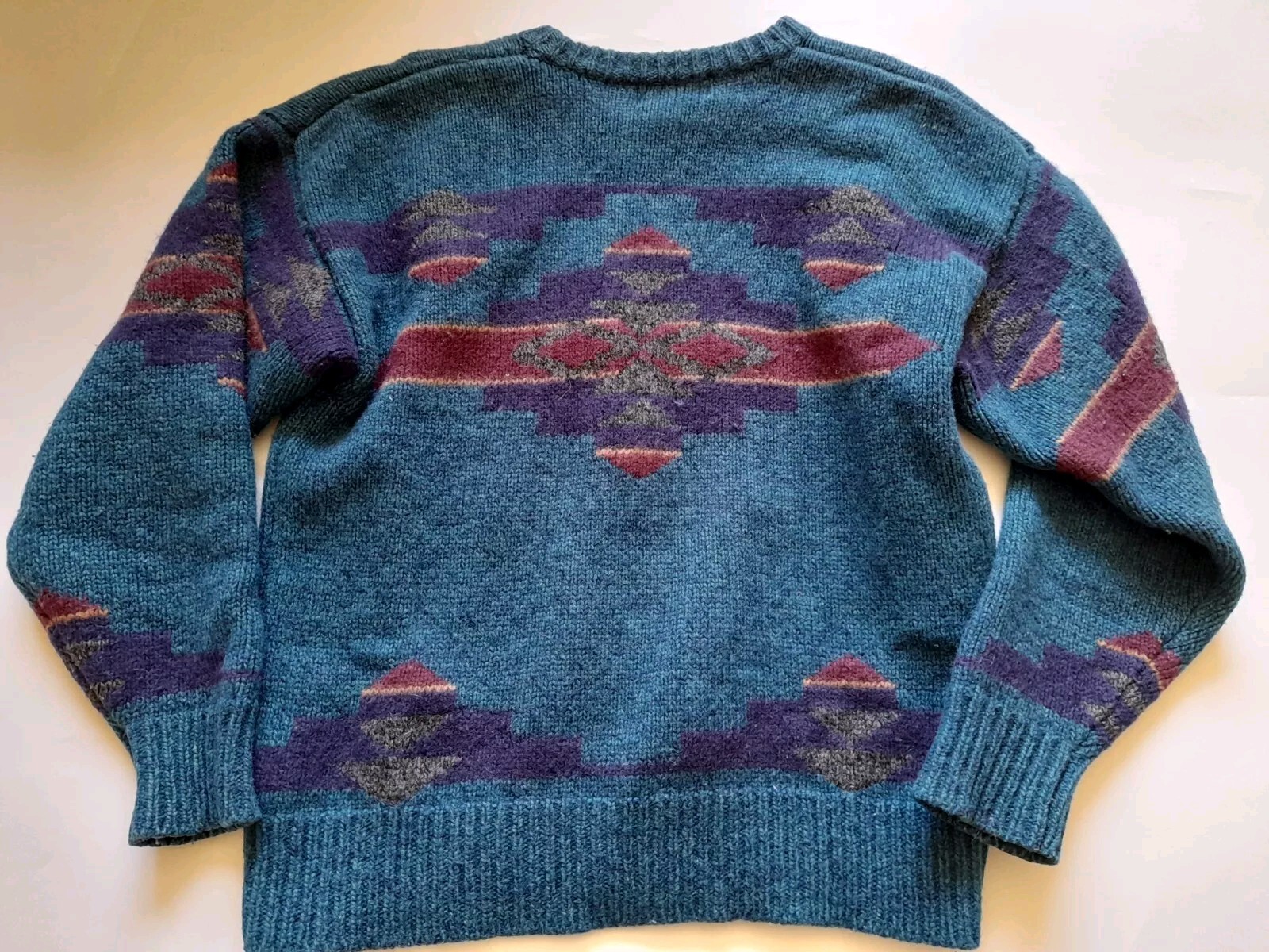 VTG  Eddie Bauer Wool Aztec  Patchwork Sweater Us… - image 4
