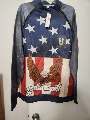 Rebel By Choice Patriotic American Double Zipper Pullover Shirt OC New Men s 3Xl