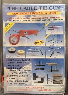 The Cable Tie Gun Kit ~KS 5 (White)  Professional System~200 Clips~Japan NEW