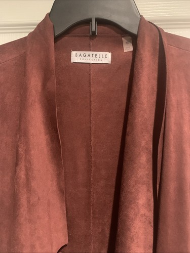 Bagatelle Red Suede Blazer Waterfall Open Front Draped/jacket MEDIUM - Picture 2 of 6