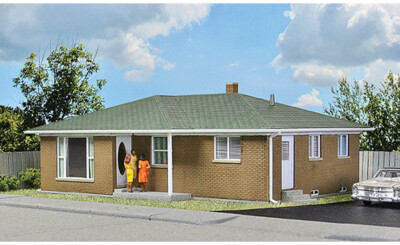 Walthers Cornerstone HO Scale Building/Structure Kit Brick Ranch Tract House