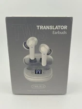 NEW Translator Earbuds TSW-B11 Bluetooth 144 Language USB C Charging WHITE