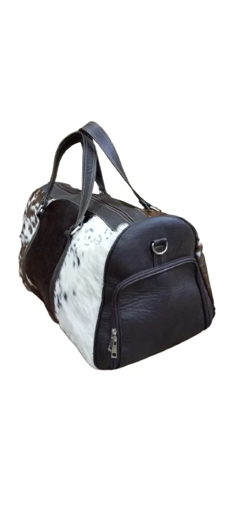 Cowhide Leather Luggage With Shoe Compartment Travel Bag Unisex Bag Weekender - Image 2 of 4