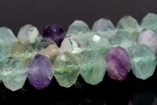 7-8x6MM Natural Multicolor Fluorite Beads Grade AAA Faceted Rondelle Loose Beads