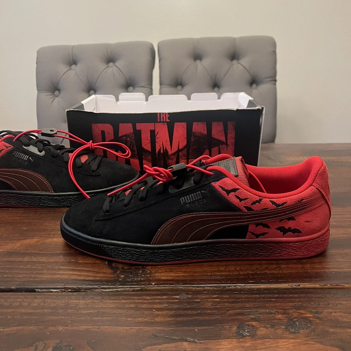 Puma x Batman Suede Classic Black Barbados Cherry Shoes Size 11.5