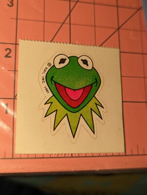 VINTAGE Hallmark Sticker Kermit the frog Muppets cartoon frog 2 inch square