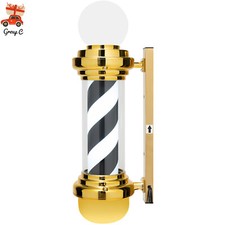 Barber Pole Light Black,White Gold Rotating Hair Salon Open Sign IP54 Waterproof