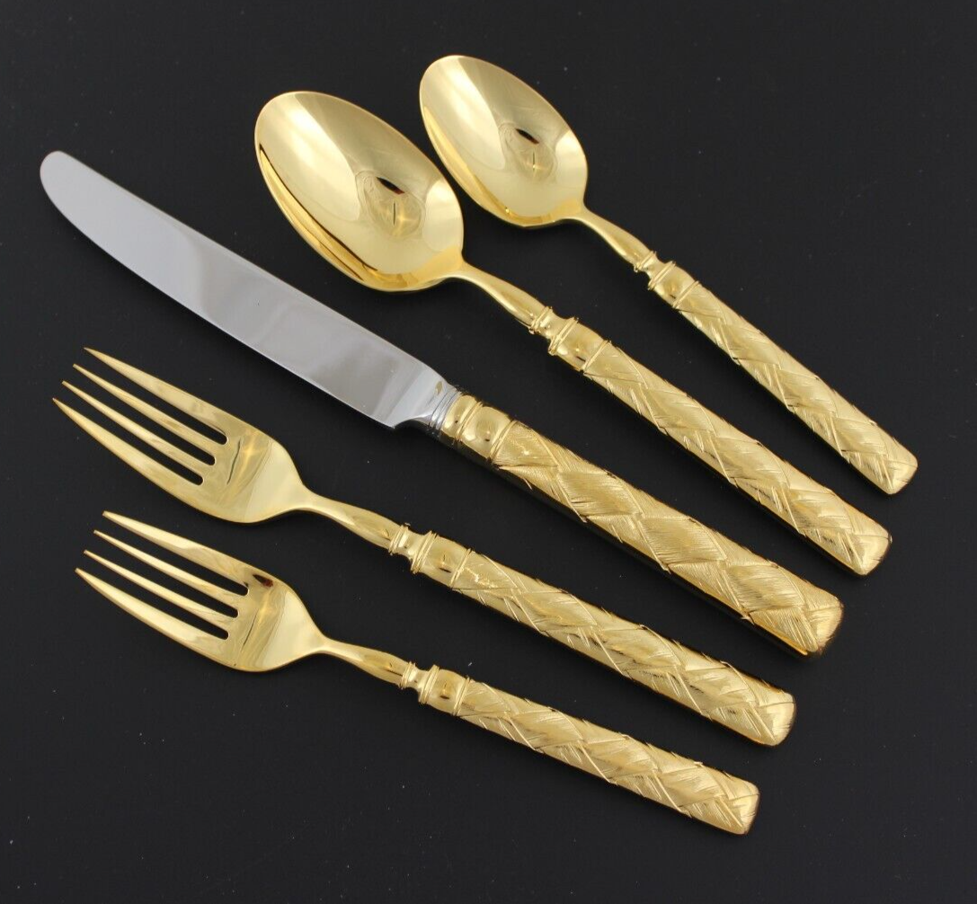 Yamazaki LASLO Japan 24K Gold plate - TROIKA ATRIA - 5 Piece Place