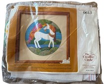 Vtg 1983 Creative Circle UNICORN Embroidery Kit 13x13 Unopened Package 0613