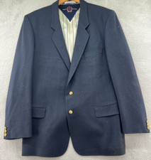 Vtg Tommy Hilfiger Blazer Mens 42R Navy Blue Wool University Club Gold Buttons
