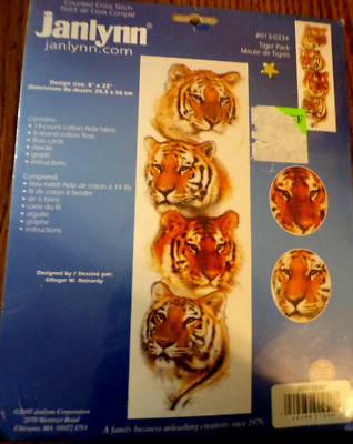 SU25 NEW JANLYNN ''TIGER PACK'' #-013-0334 COUNTED CROSS STITCH KIT